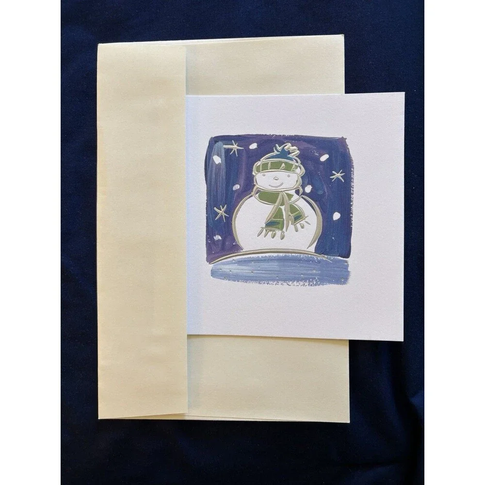 Seasons Greetings Card with Yellow Envelope | Snowman design | By PMG Inc